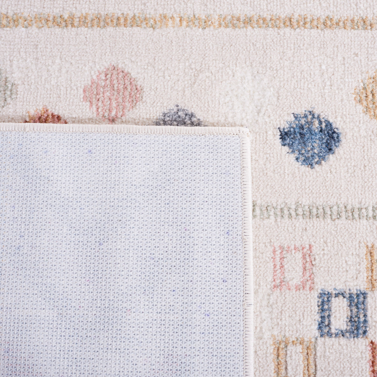 Contrasting underside showcases the backing detail against the patterned face || BLR226B-5 || backing_room