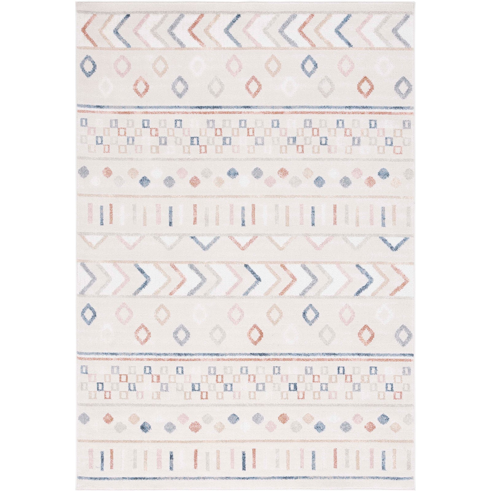 Beige rug with soft pastel geometric motifs and a plush low pile for a clean, modern look || BLR226B-5 || top_studio