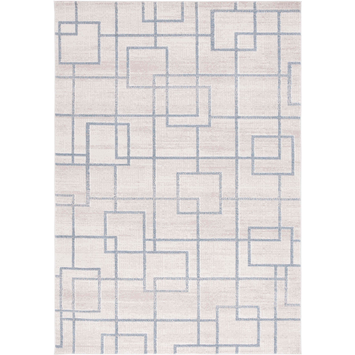 Beige and gray geometric area rug with modern interlocking square motif || BLR238B-5 || top_studio