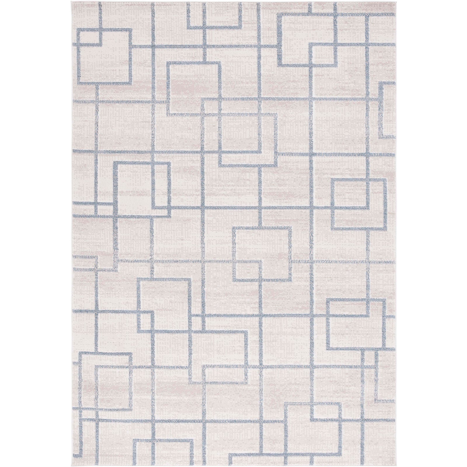 Beige and gray geometric area rug with modern interlocking square motif || BLR238B-5 || top_studio