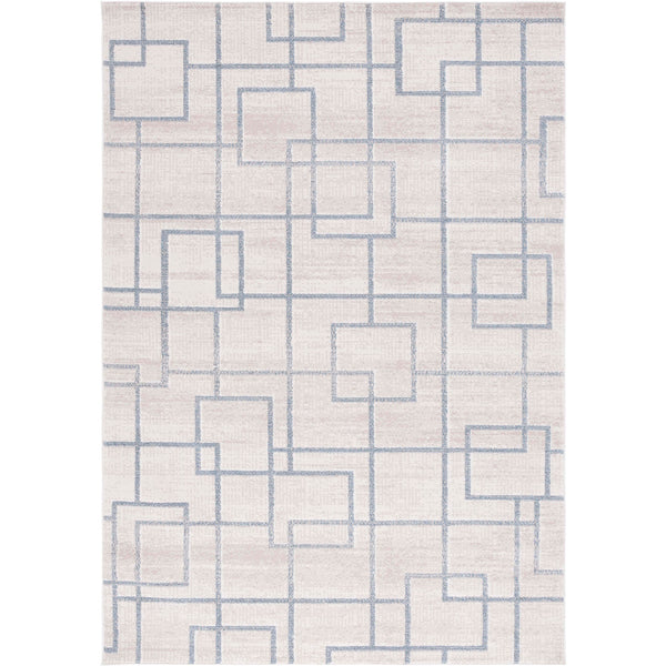 Beige and gray geometric area rug with modern interlocking square motif || BLR238B-5 || top_studio