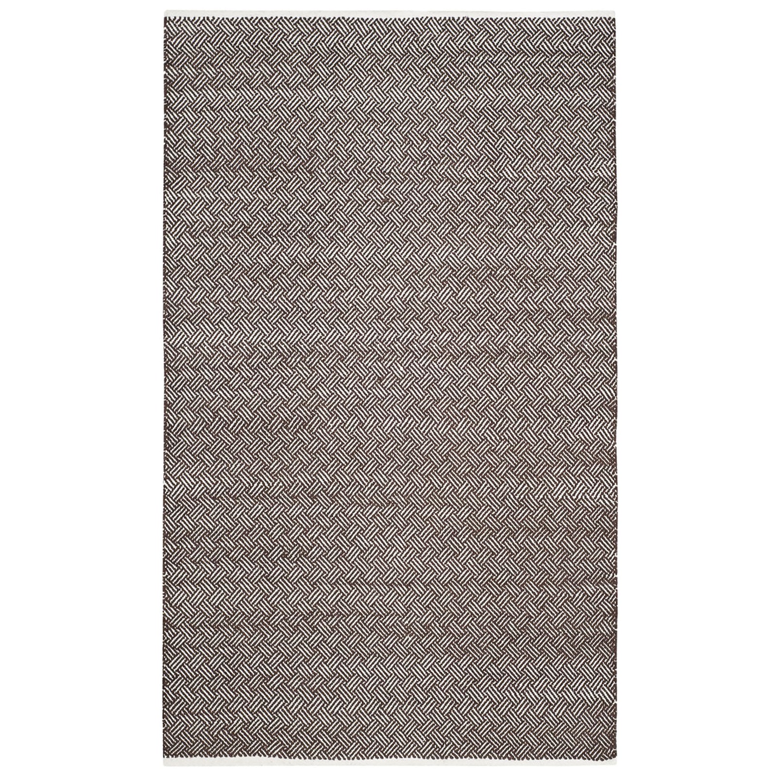 Rectangular brown and ivory rug with an allover herringbone weave and ivory edging || BOS680A-5 || top_studio
