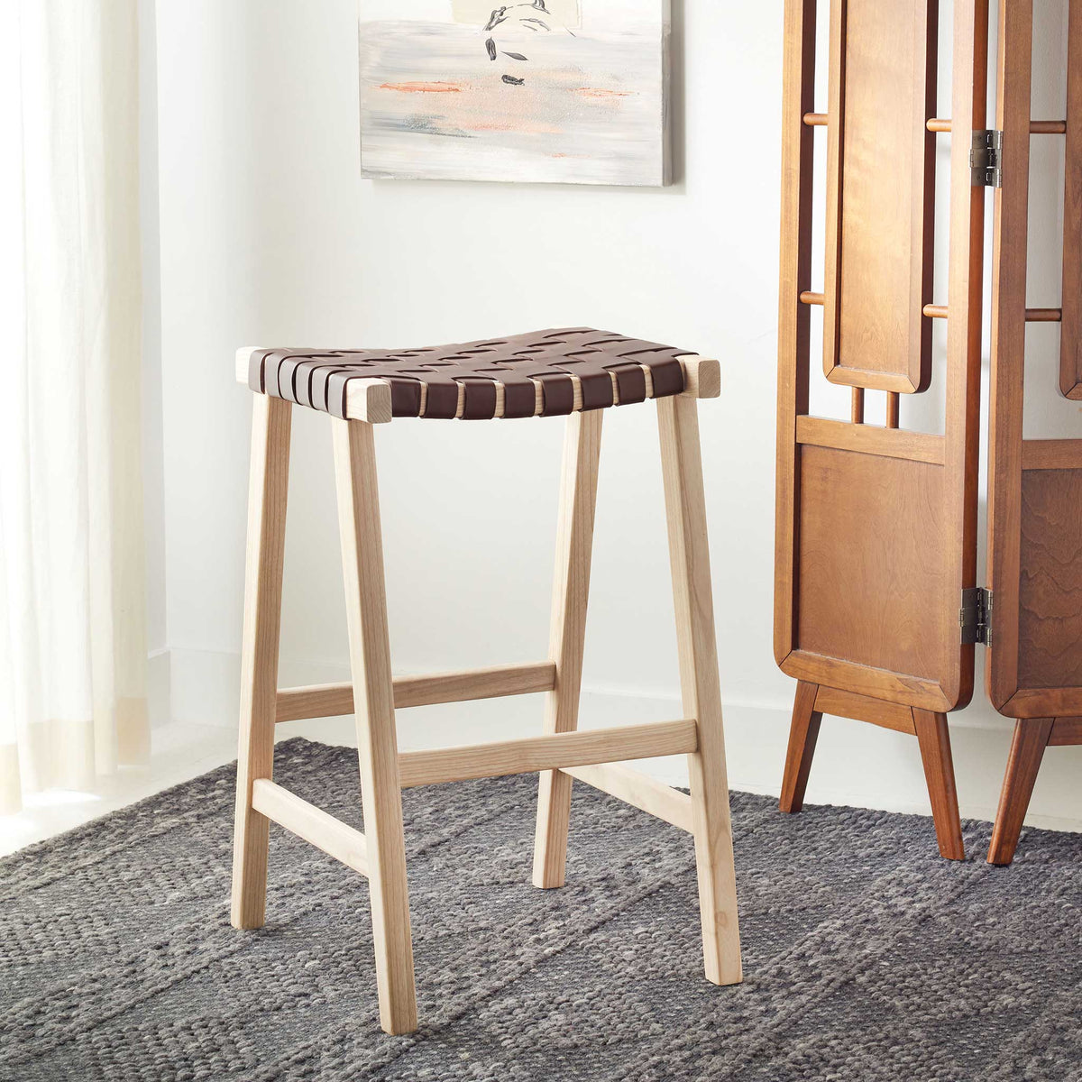 Abril Rectangle Bar Stool Cognac/Natural