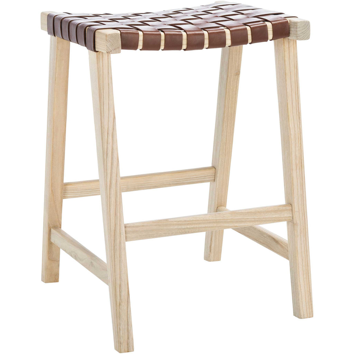 Abril Rectangle Bar Stool Cognac/Natural