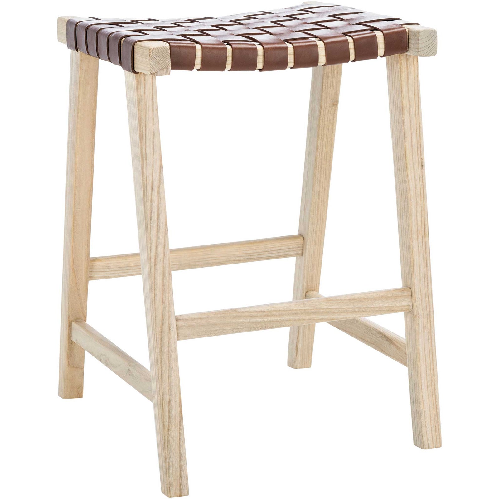 Abril Rectangle Bar Stool Cognac/Natural