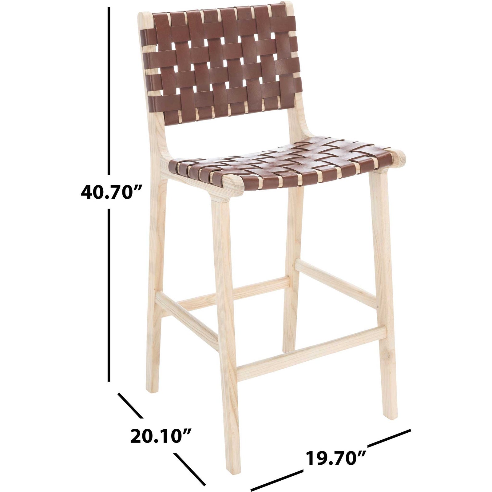 Adalet Leather Bar Stool Cognac/Natural