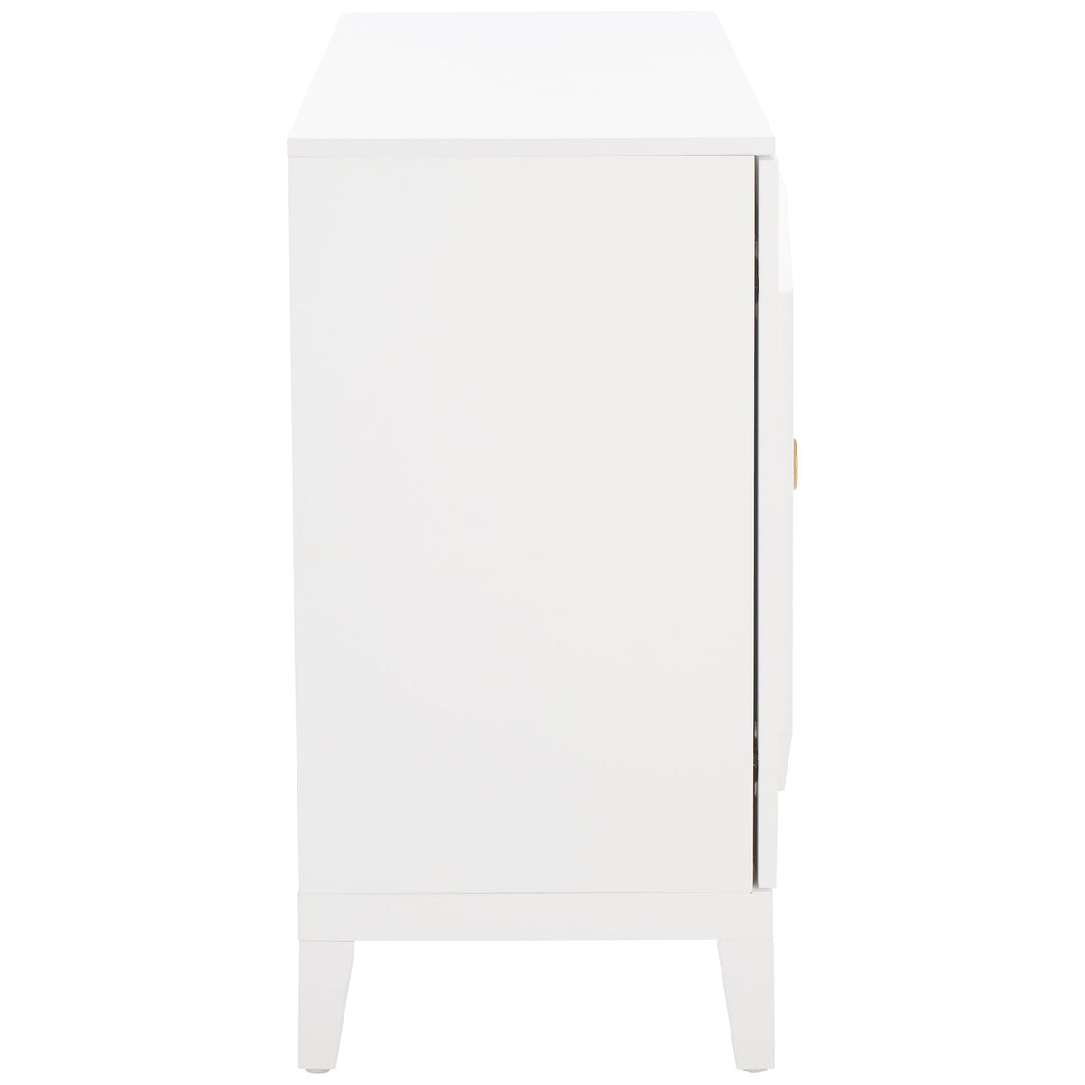 A slim white cabinet body rests on tapered legs for a streamlined look in compact spaces. || CHS5003A || side_studio