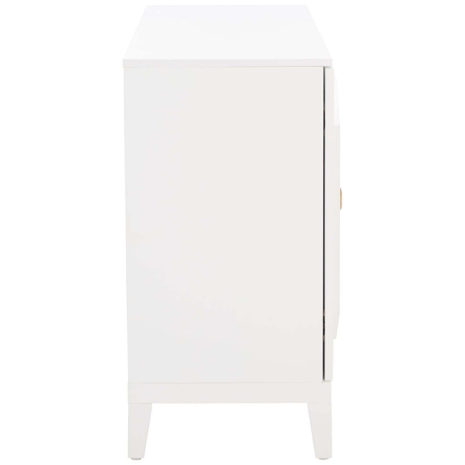 A slim white cabinet body rests on tapered legs for a streamlined look in compact spaces. || CHS5003A || side_studio