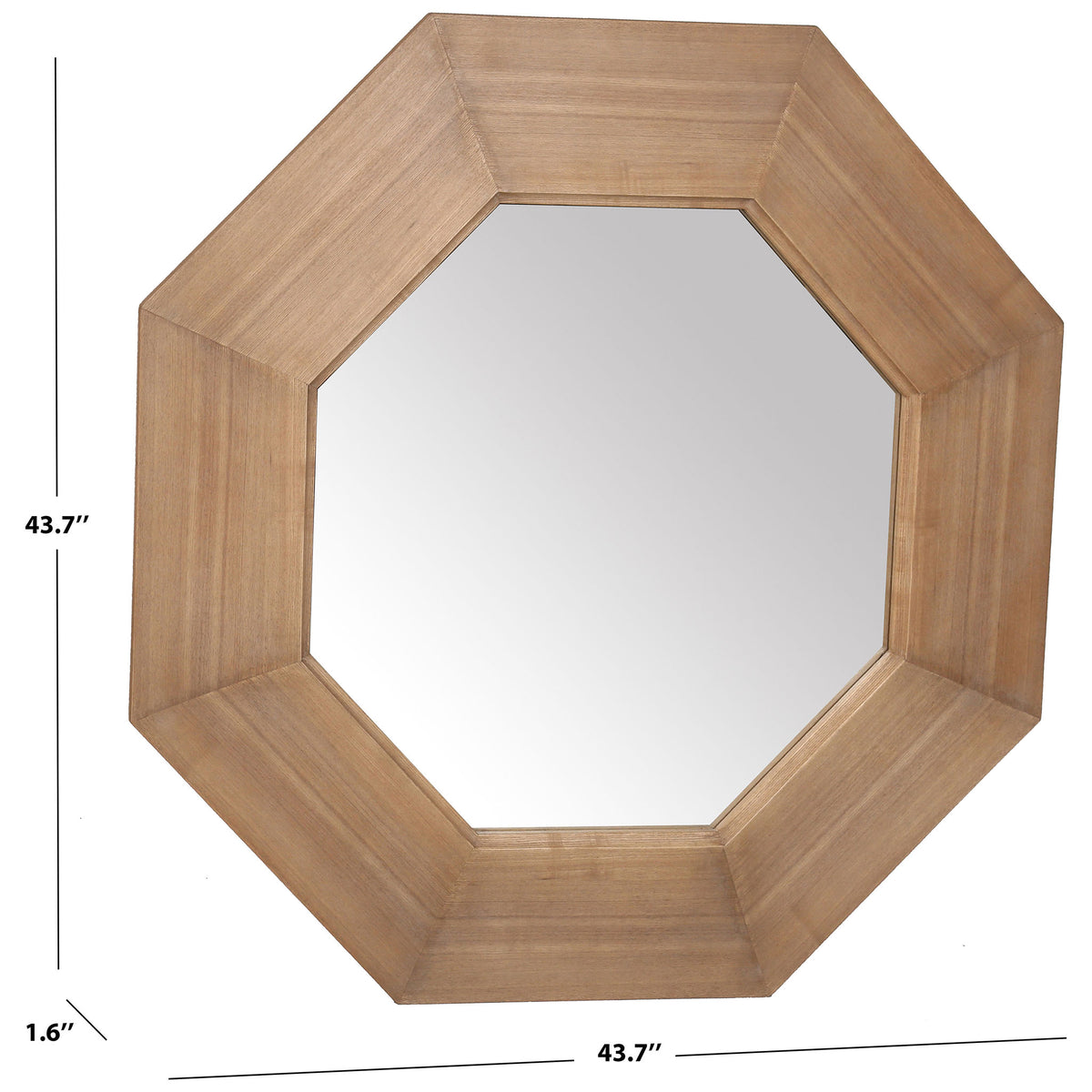 Natural-finish octagonal mirror measures 43.7 inches high and wide and 1.6 inches deep || CMI4003A || dimension_studio