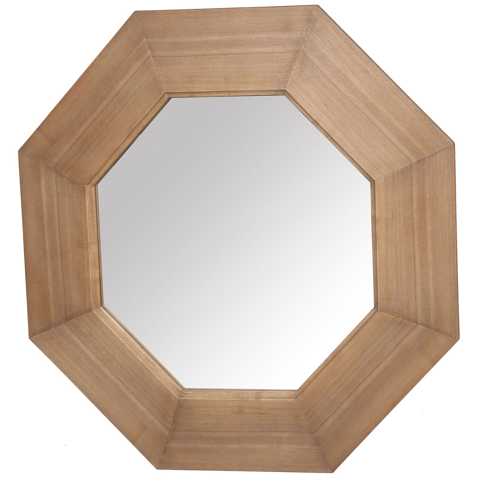 Warm natural veneer wraps a dimensional eight-sided frame around reflective glass || CMI4003A || front_angle_studio