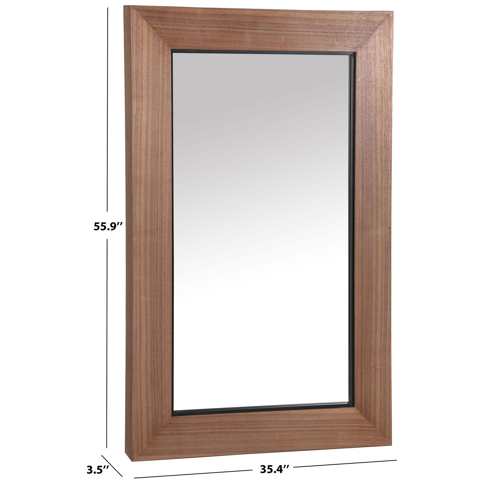 Walnut-framed mirror measures 35.4 inches wide, 55.9 inches high and 3.5 inches deep || CMI4004B || dimension_studio