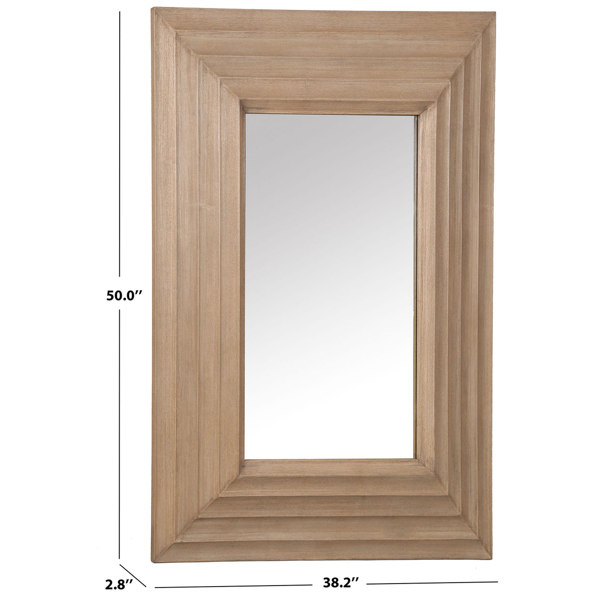 A light wood frame spans 38.2 inches wide and 50 inches high with a 2.8-inch depth