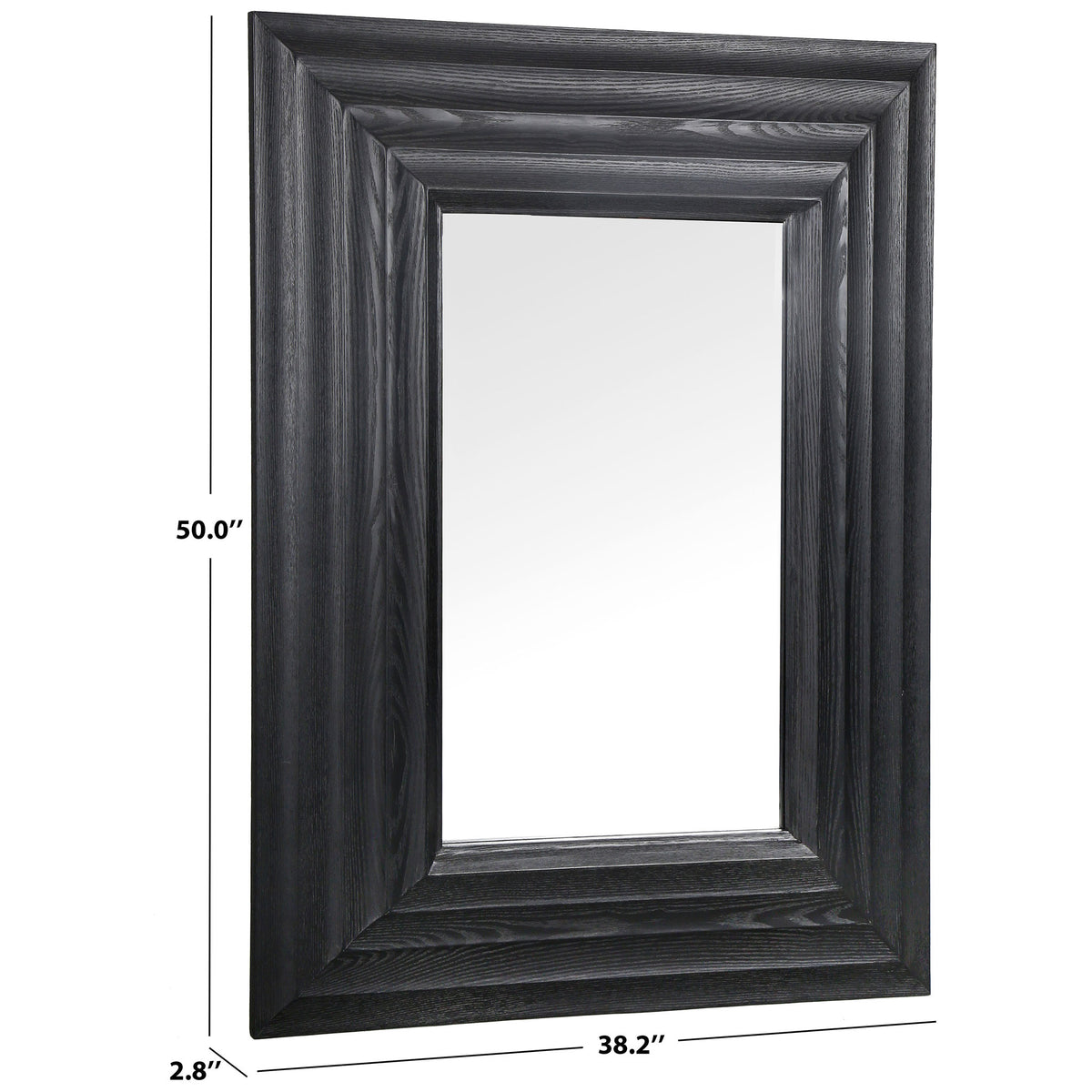 The black wood-framed mirror measures 38.2 inches wide, 50 inches high, and 2.8 inches deep || CMI4005C || dimension_studio