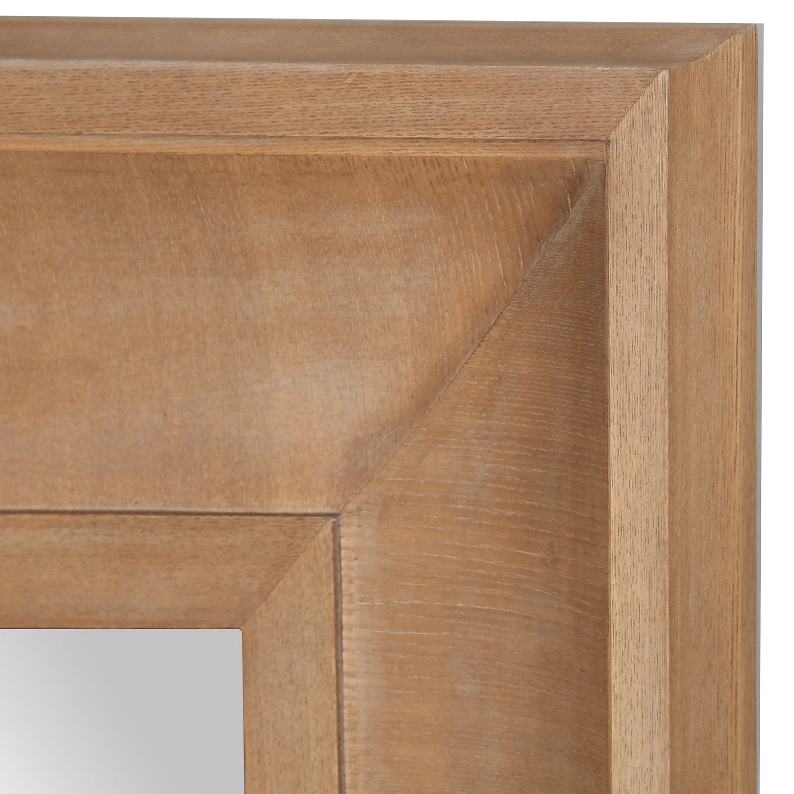 Fine natural wood grain brings texture to the broad, beveled, mitered frame. || CMI4007A || detail_studio