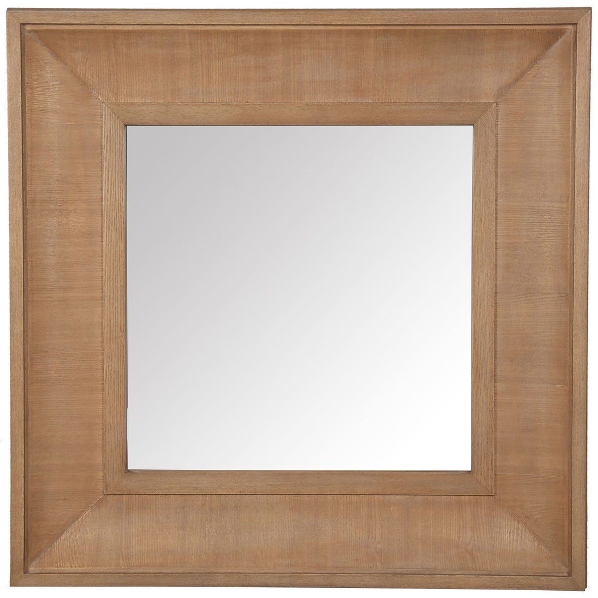 Natural wood-tone molding frames a square reflective center with warm, understated style. || CMI4007A || front_studio