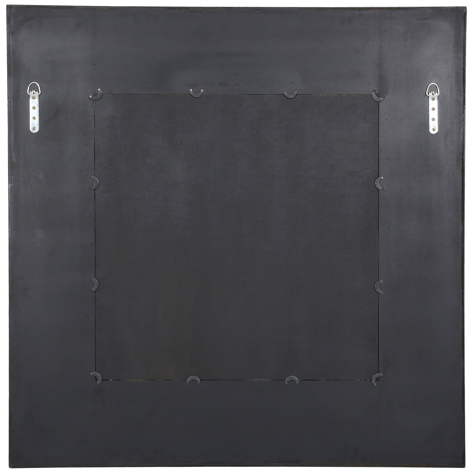 Two metal mounting brackets are fitted to the square mirror's dark backing. || CMI4007B || back_studio
