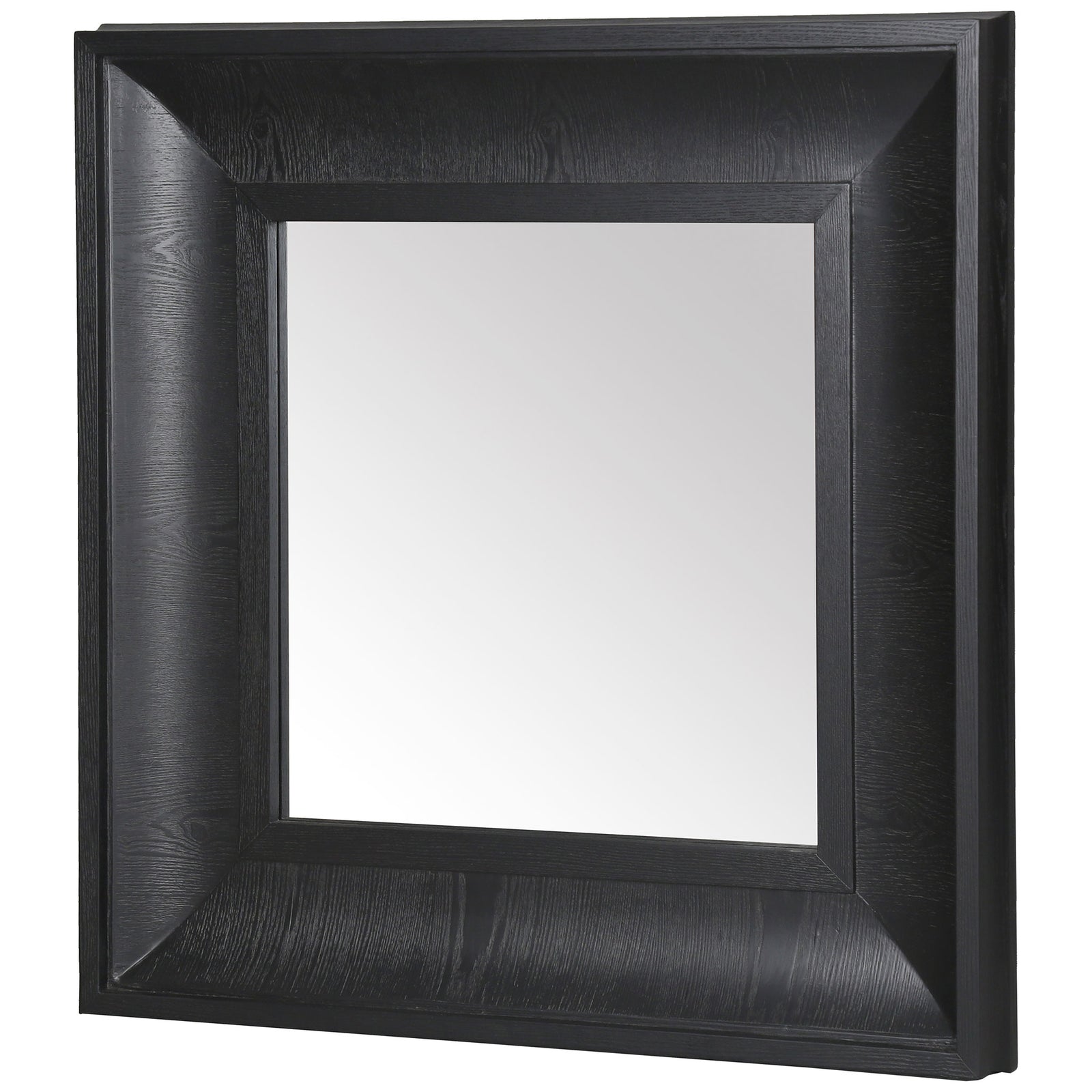 Deep black molding with a textured finish surrounds the inset square mirror. || CMI4007C || front_angle_studio