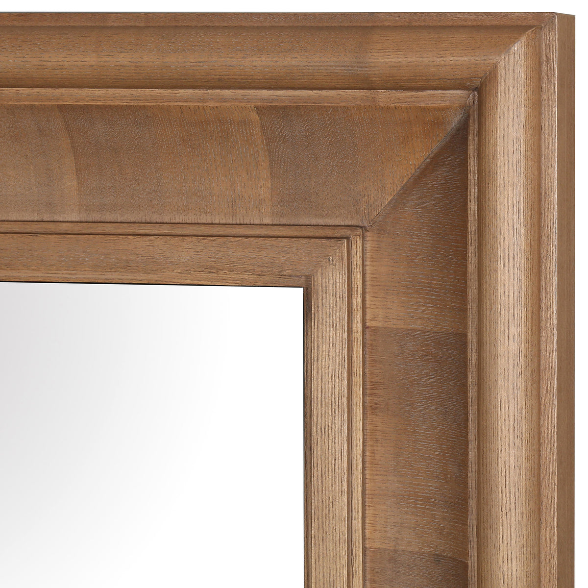 Warm natural wood tones and subtle grain lend the wide, stepped frame an organic touch. || CMI4008A || detail_studio