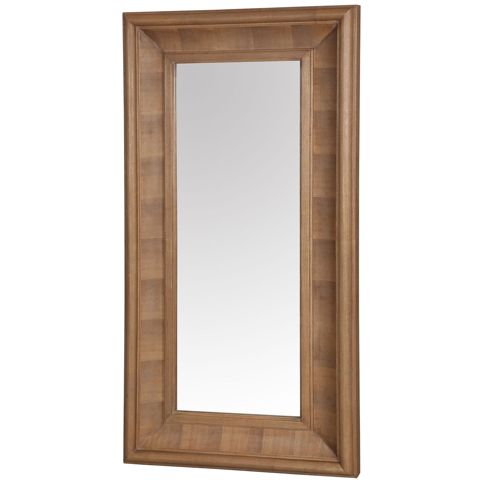 Sculpted natural wood-grain molding gives this rectangular mirror a warm, dimensional look. || CMI4008A || front_angle_studio