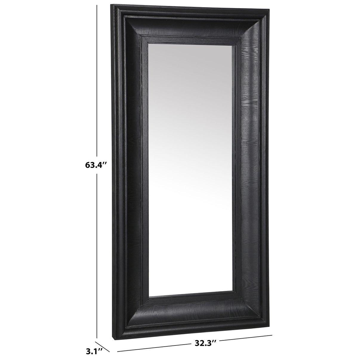 This black-framed mirror measures 32.3 inches wide, 63.4 inches high, and 3.1 inches deep. || CMI4008C || dimension_studio