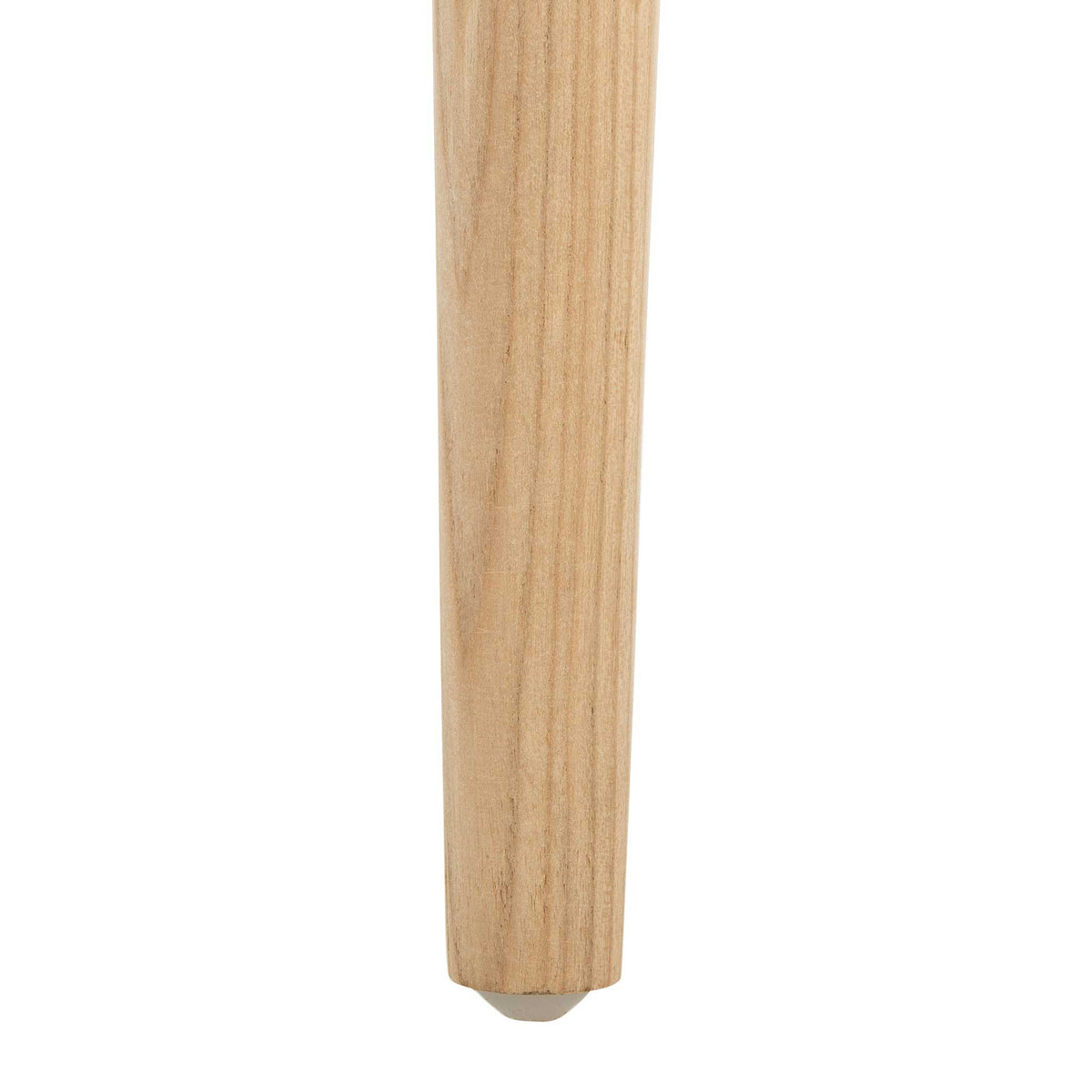 Natural wood grain and a gently tapered foot add organic detail to the chair leg