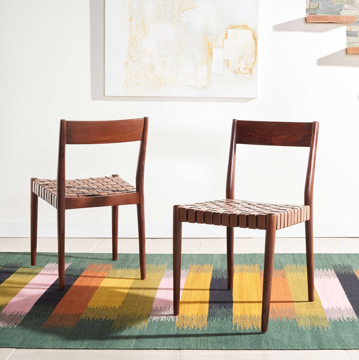 Eliza Leather Dining Chair Cognac/Brown (Set of 2)