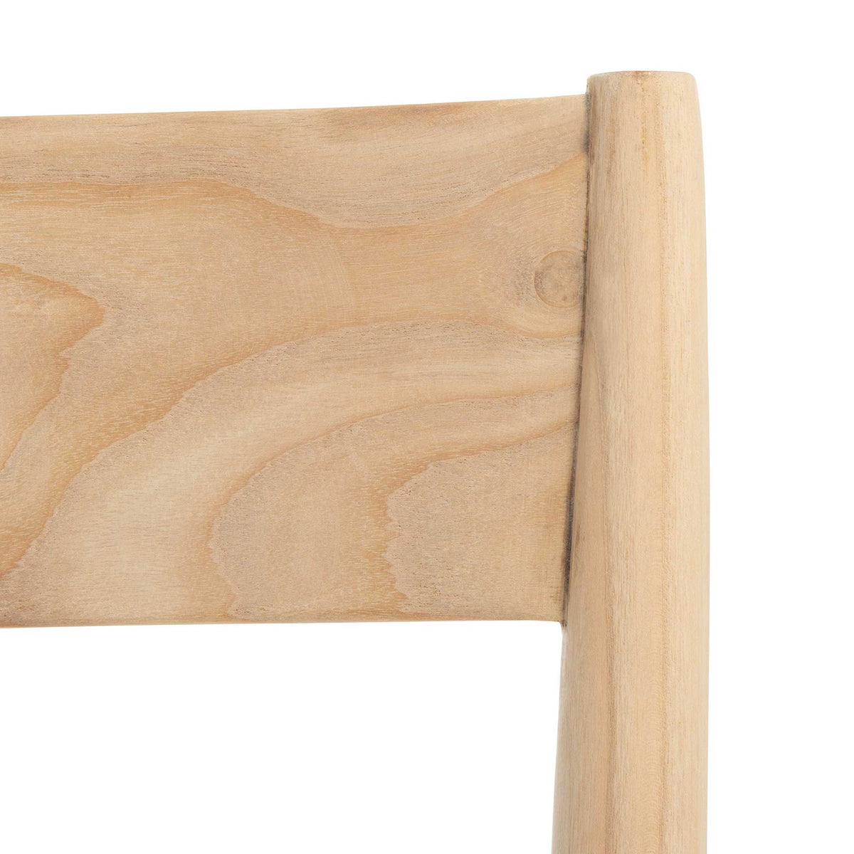 Swirling natural wood grain gives the smooth dining chair backrest an organic finish