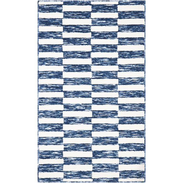 Navy and ivory geometric check rug with clean, uniform rows for a bold, modern look || ECR109N-24 || top_studio