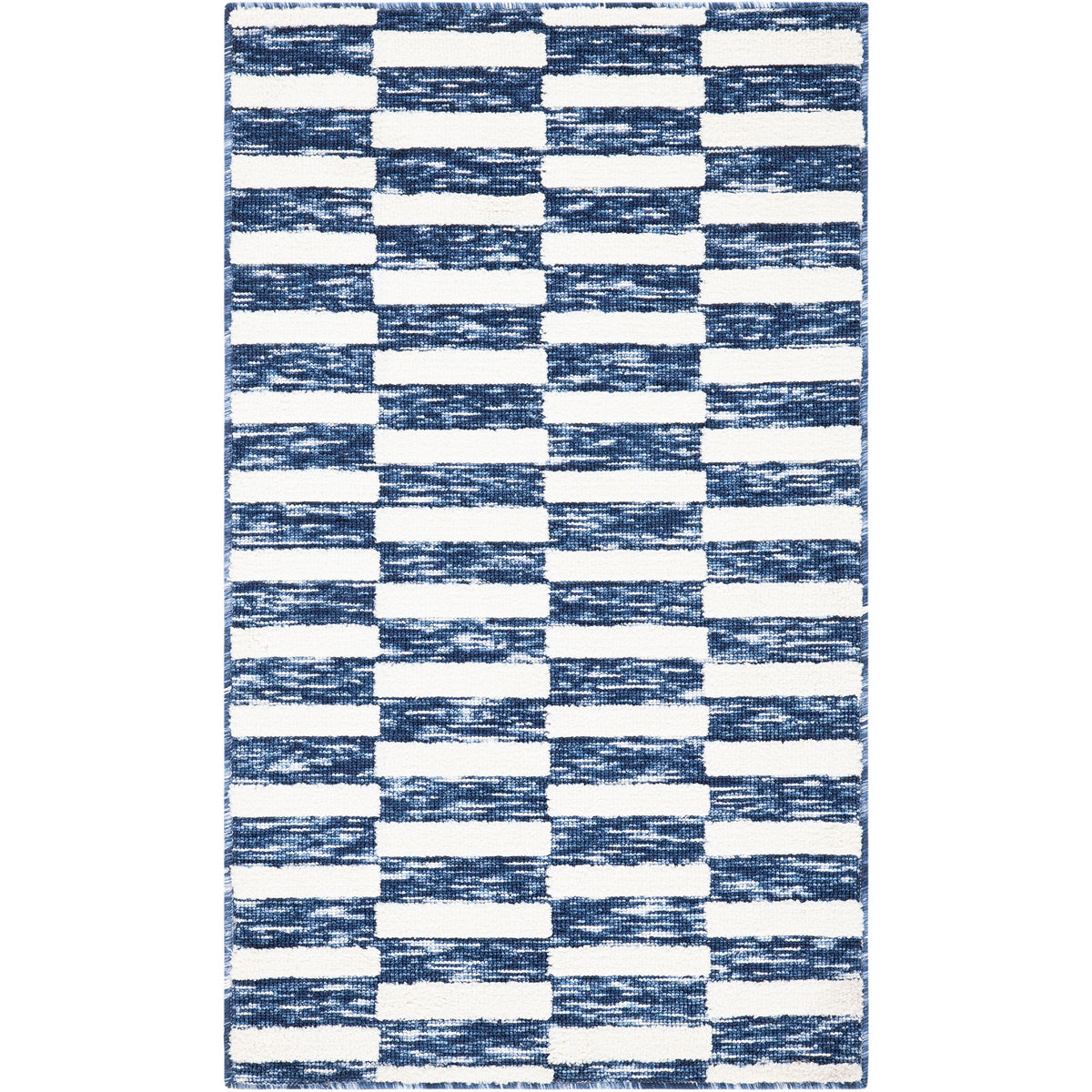 Navy and ivory geometric check rug with clean, uniform rows for a bold, modern look || ECR109N-24 || top_studio