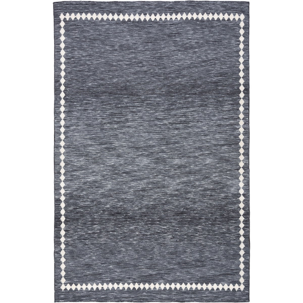 Gray and ivory rug with a diamond border and heathered texture for a clean, modern look || ECR110F-5 || top_studio