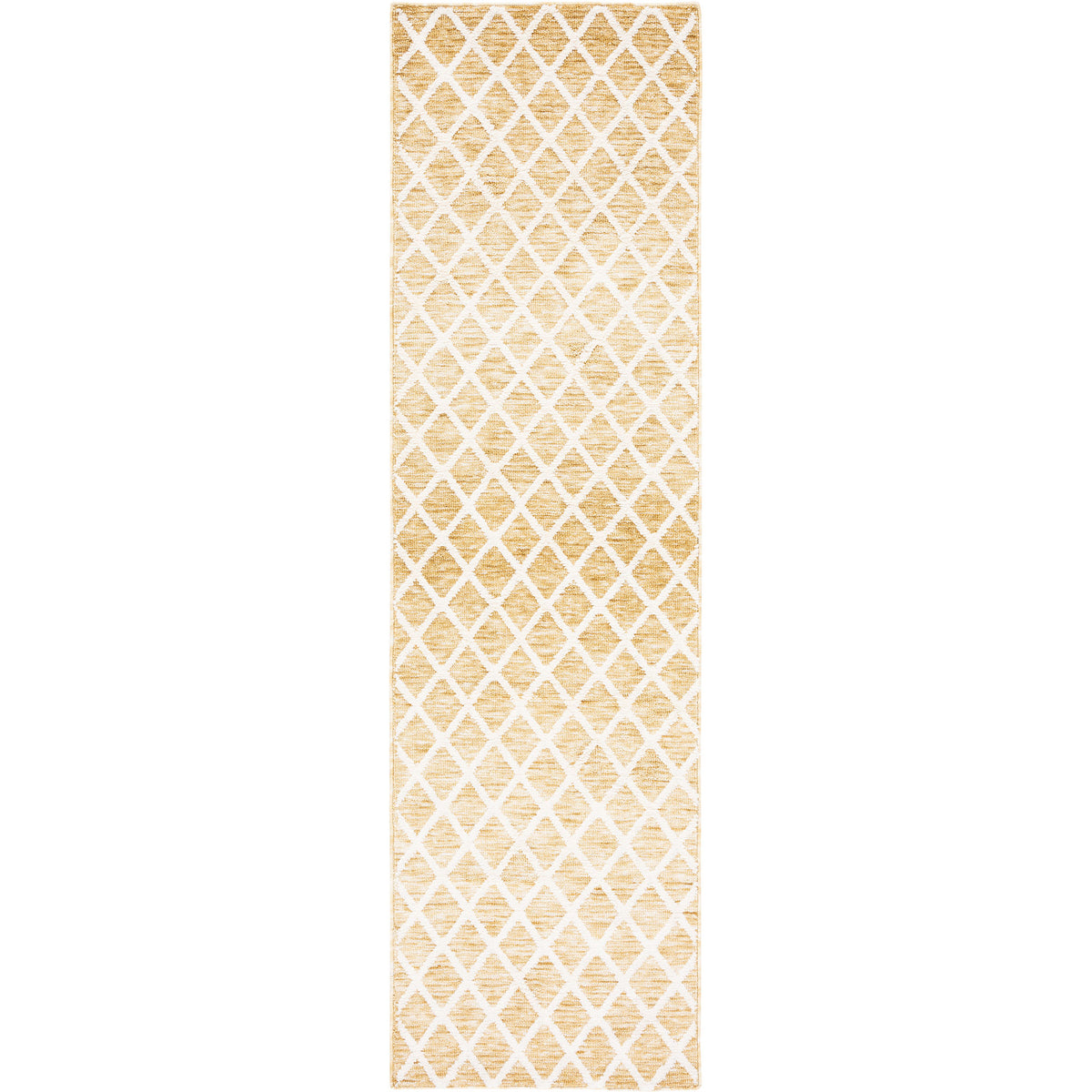 Gold and ivory lattice runner rug with a crisp, modern geometric pattern || ECR113D-28 || top_studio
