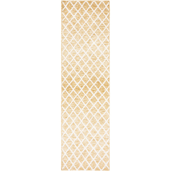 Gold and ivory lattice runner rug with a crisp, modern geometric pattern || ECR113D-28 || top_studio