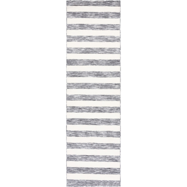 Dark gray and ivory striped runner rug with soft texture and clean horizontal bands || ECR115H-28 || top_studio