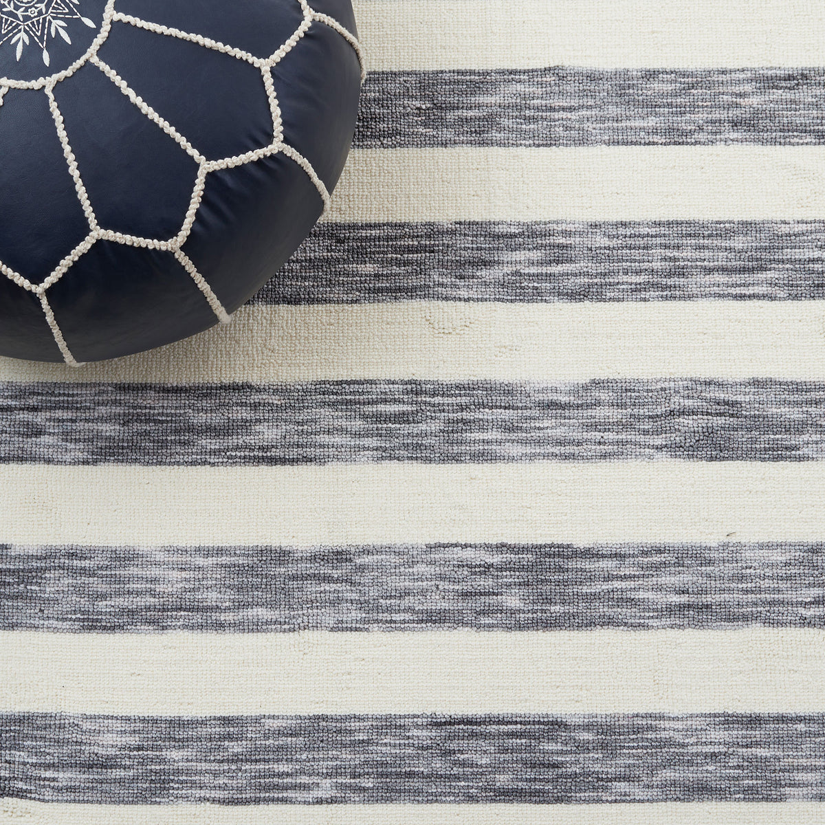 Close-up of heathered gray stripes on ivory ground adds subtle depth and texture || ECR115H-5 || detail_room