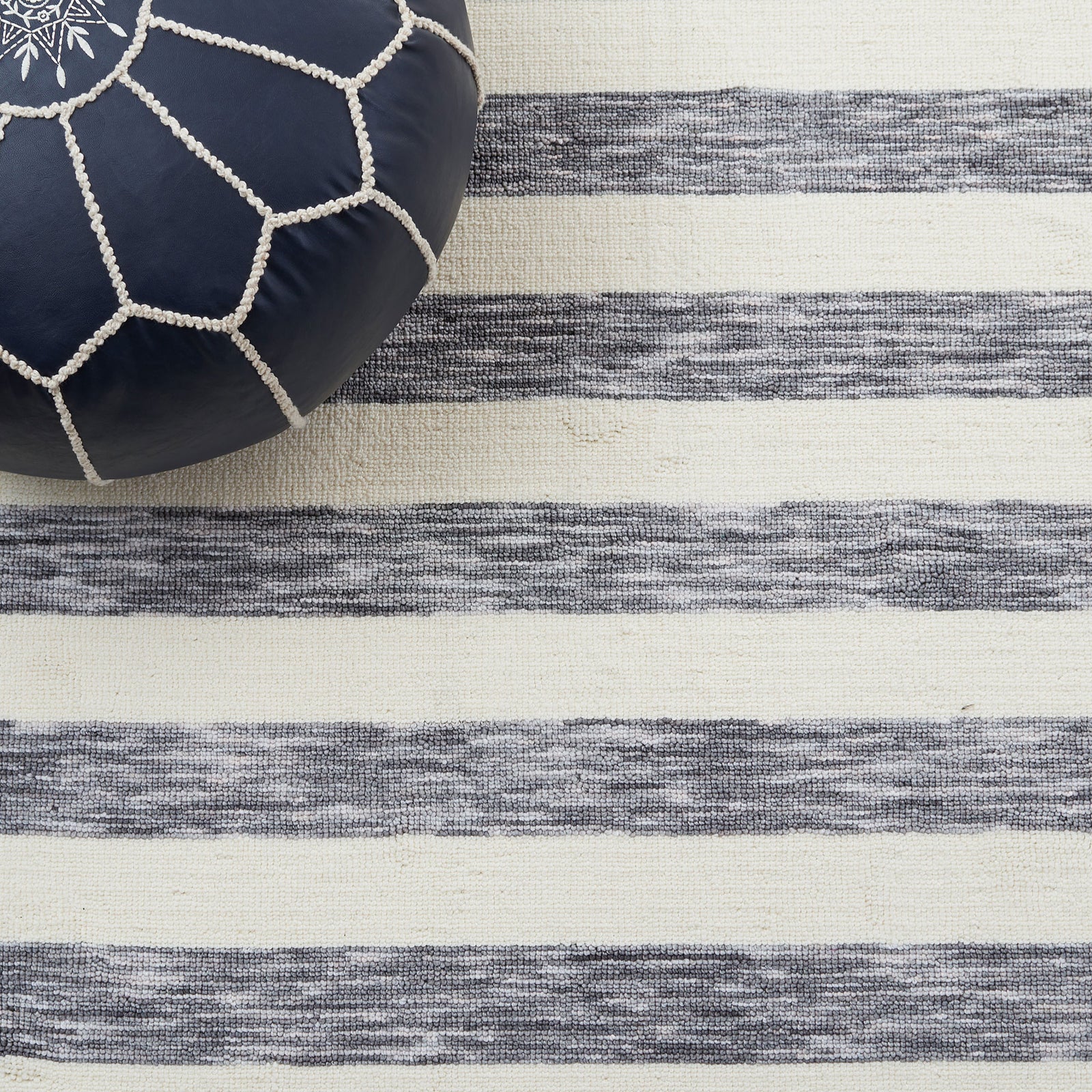 Close-up of heathered gray stripes on ivory ground adds subtle depth and texture || ECR115H-5 || detail_room