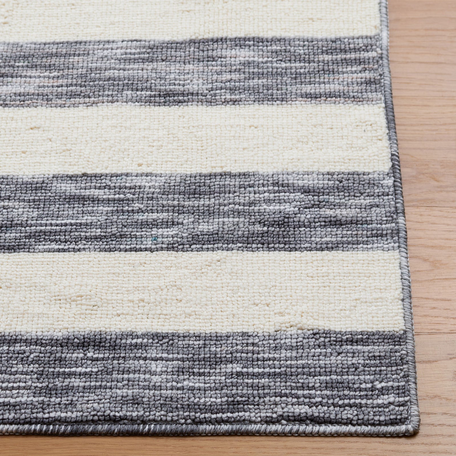 Classic dark gray and ivory stripes with heathered texture in an easy-care flat profile || ECR115H-5 || top_studio