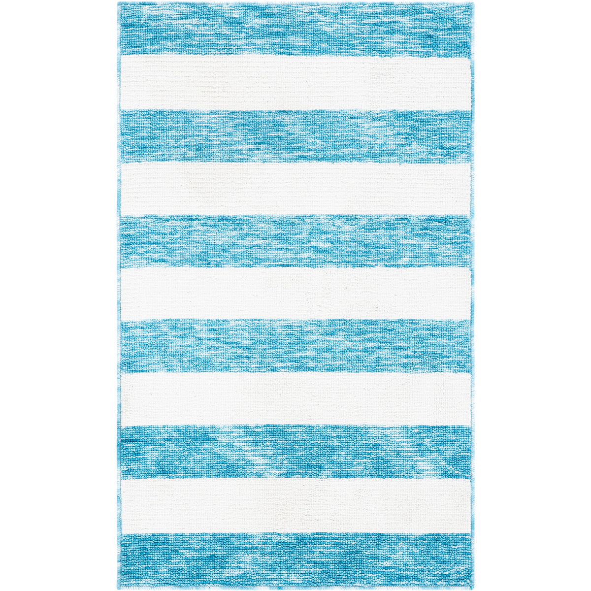 Compact striped rug in blue and ivory with wide bands and a crisp, clean finish || ECR115M-24 || top_studio