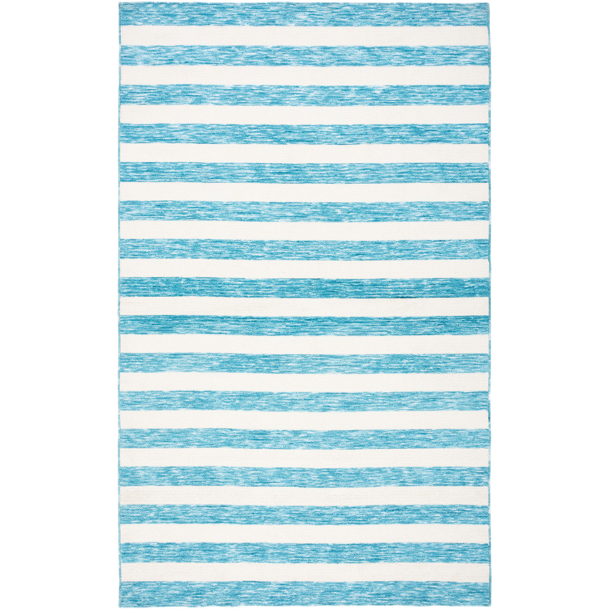 Blue and ivory striped area rug with crisp bands and heathered texture for a fresh coastal look || ECR115M-5 || top_studio