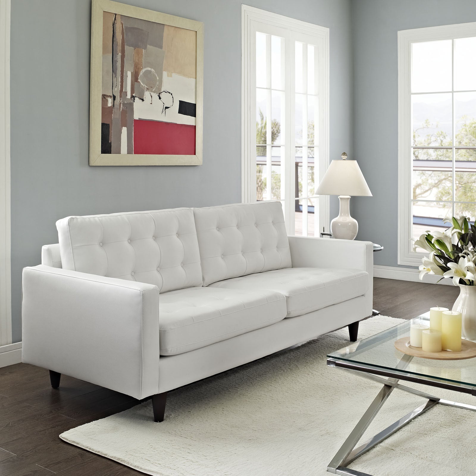 Era Leather Sofa White