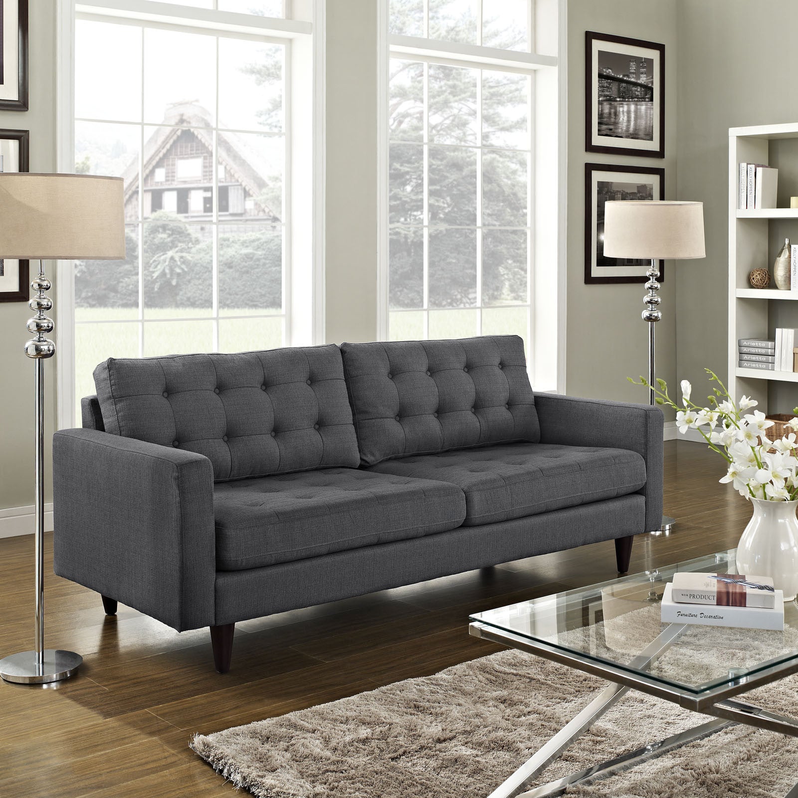 Era Upholstered Sofa Gray