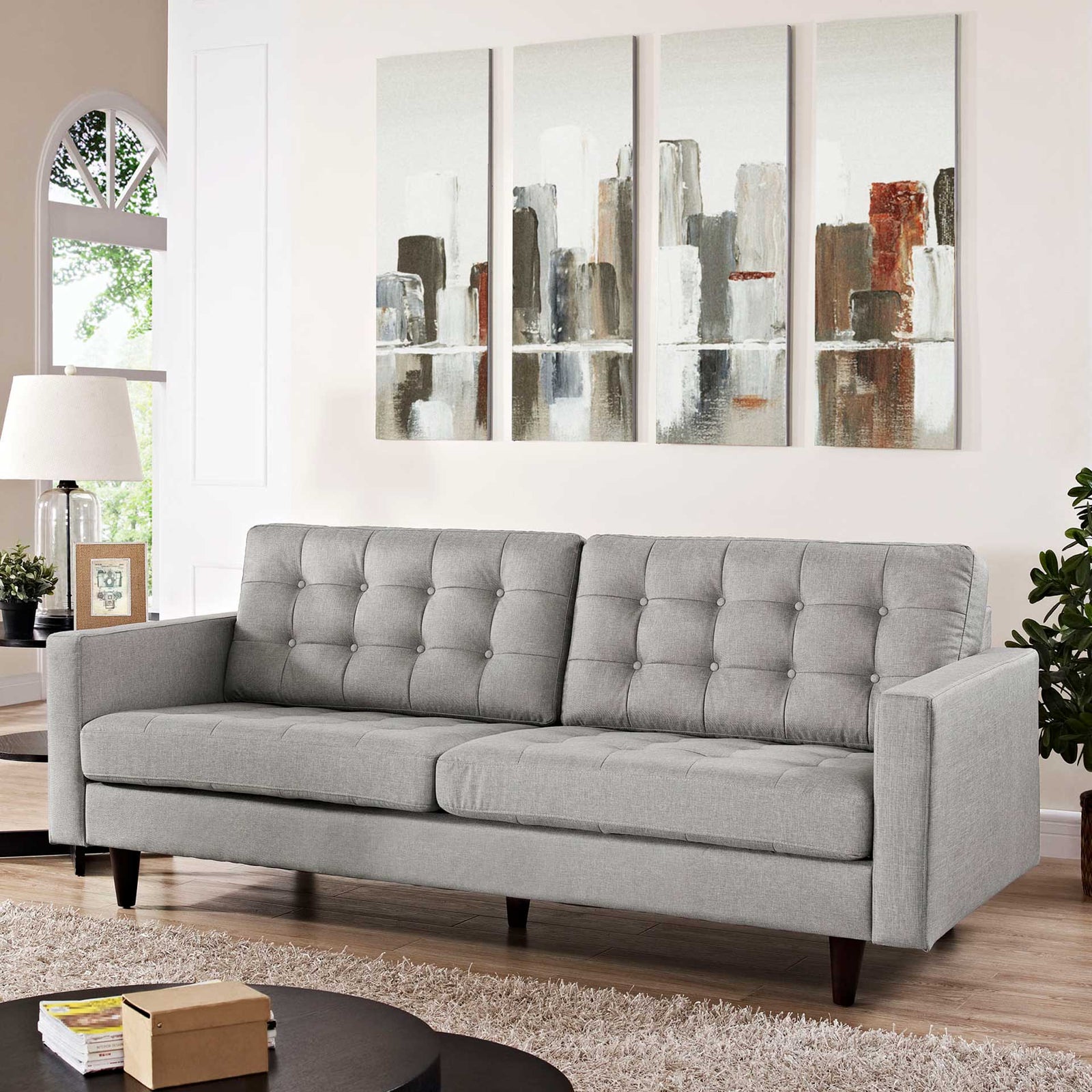 Era Upholstered Sofa Light Gray