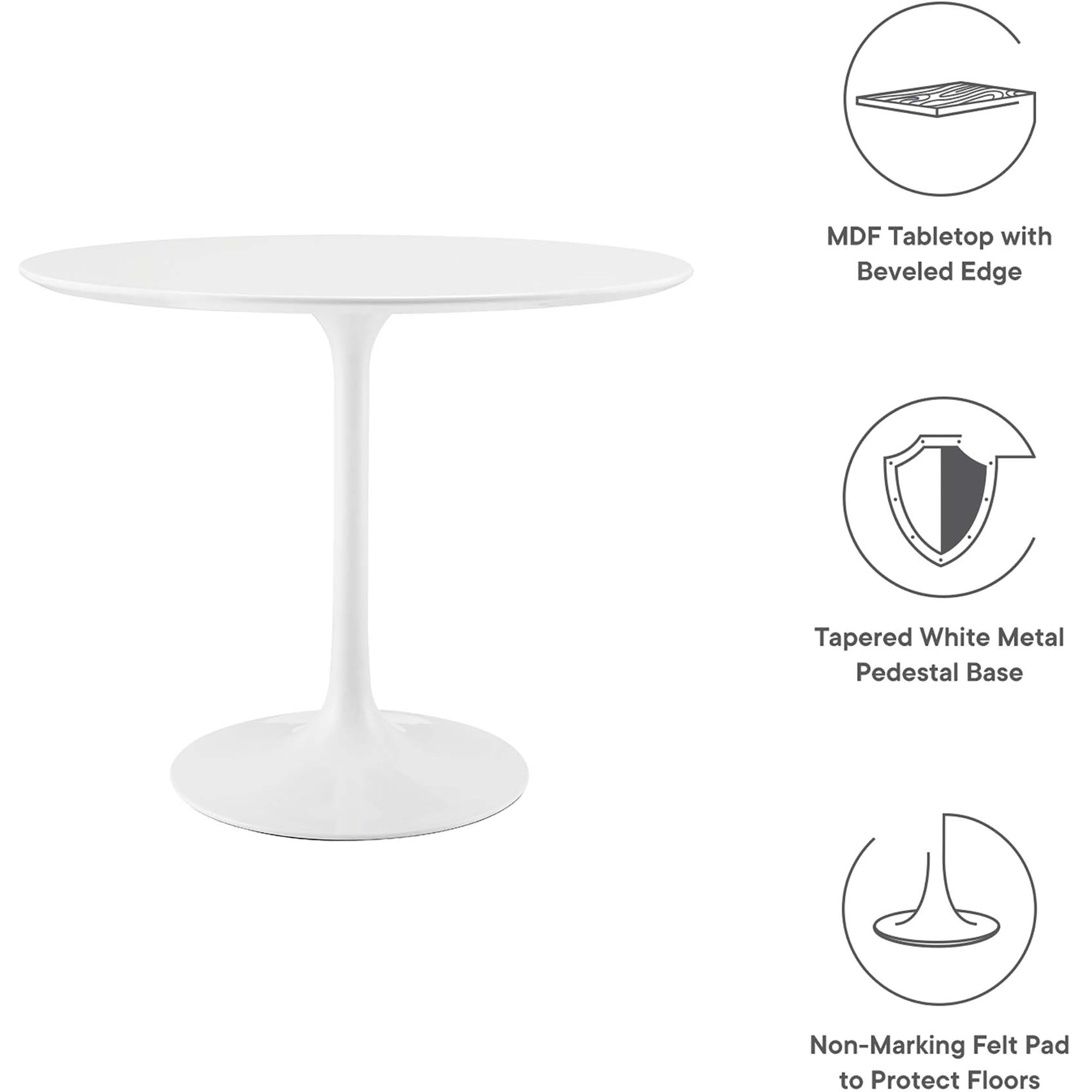 Lipton Round Wood Dining Table White