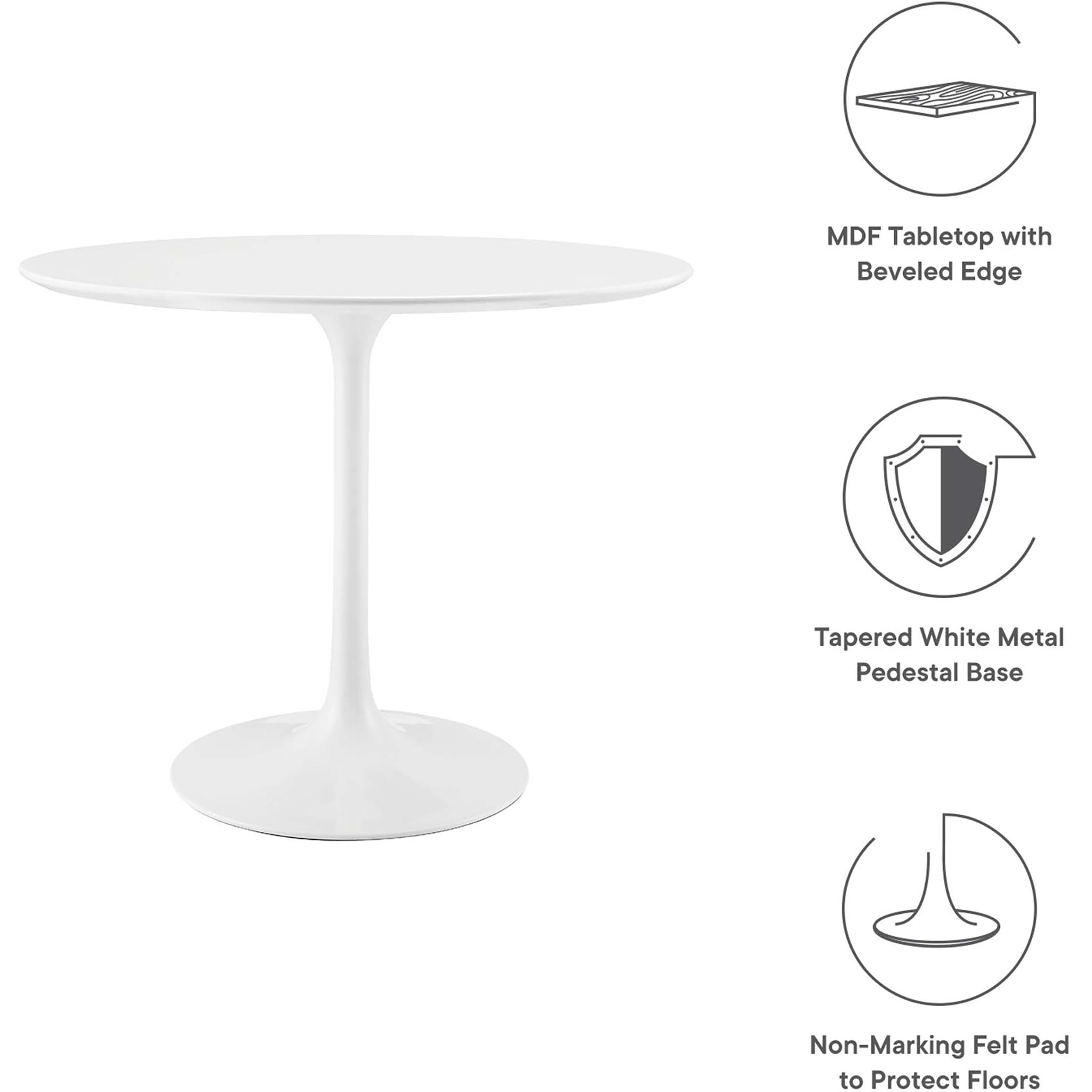 Lipton Round Wood Dining Table White