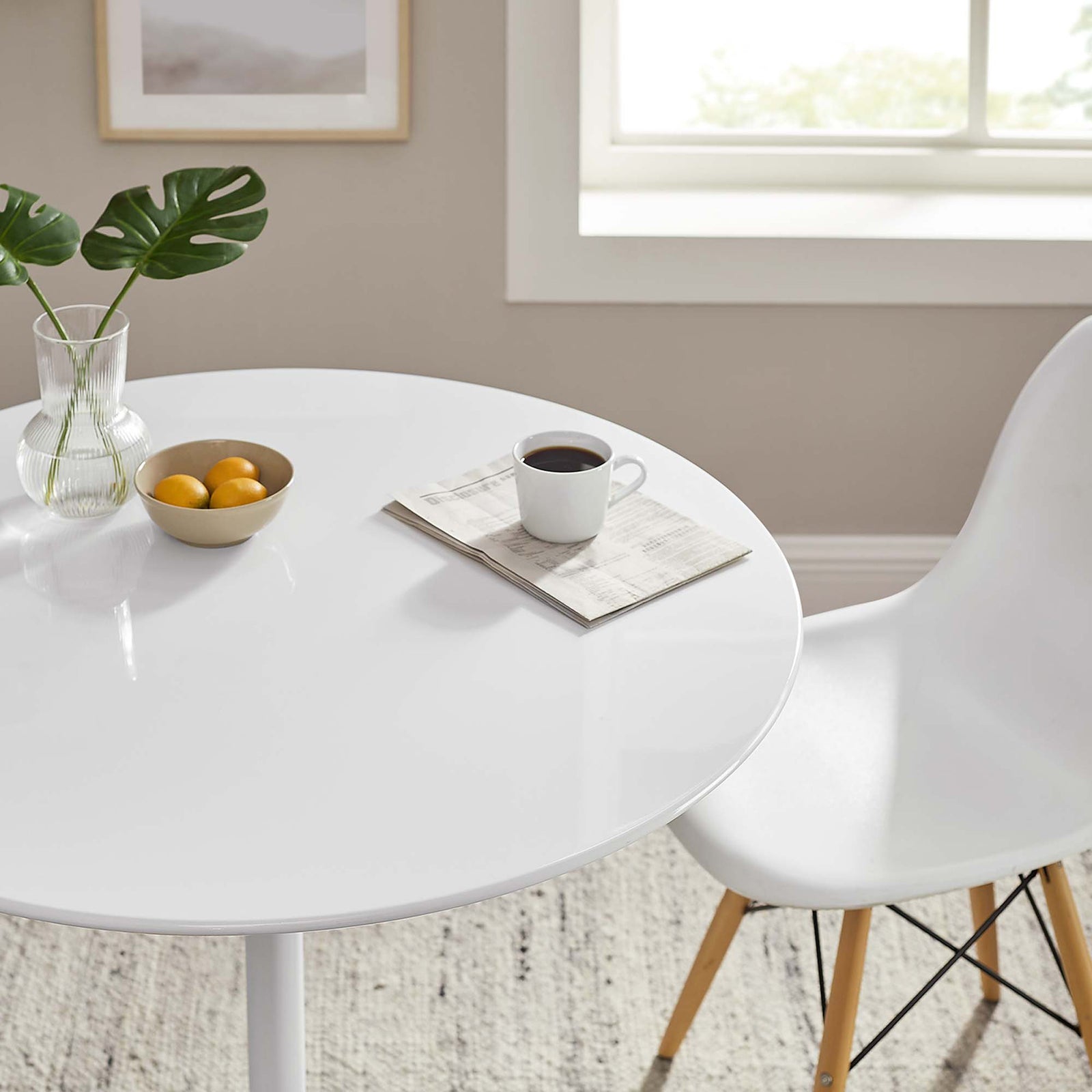 Lore Round Dining Table White