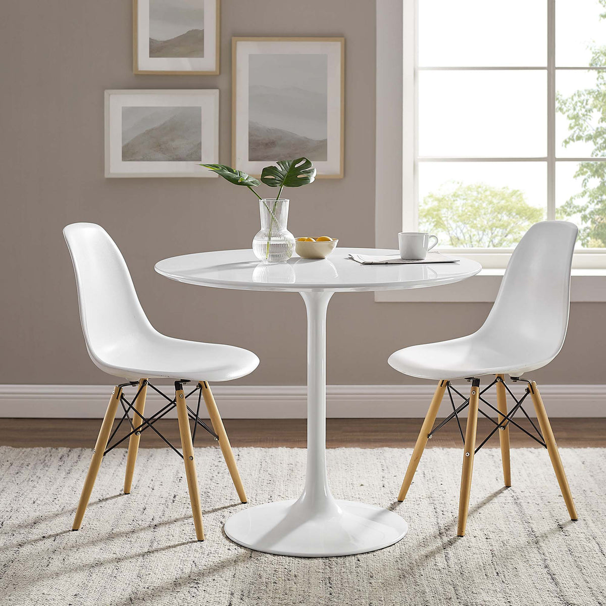 Lore Round Dining Table White
