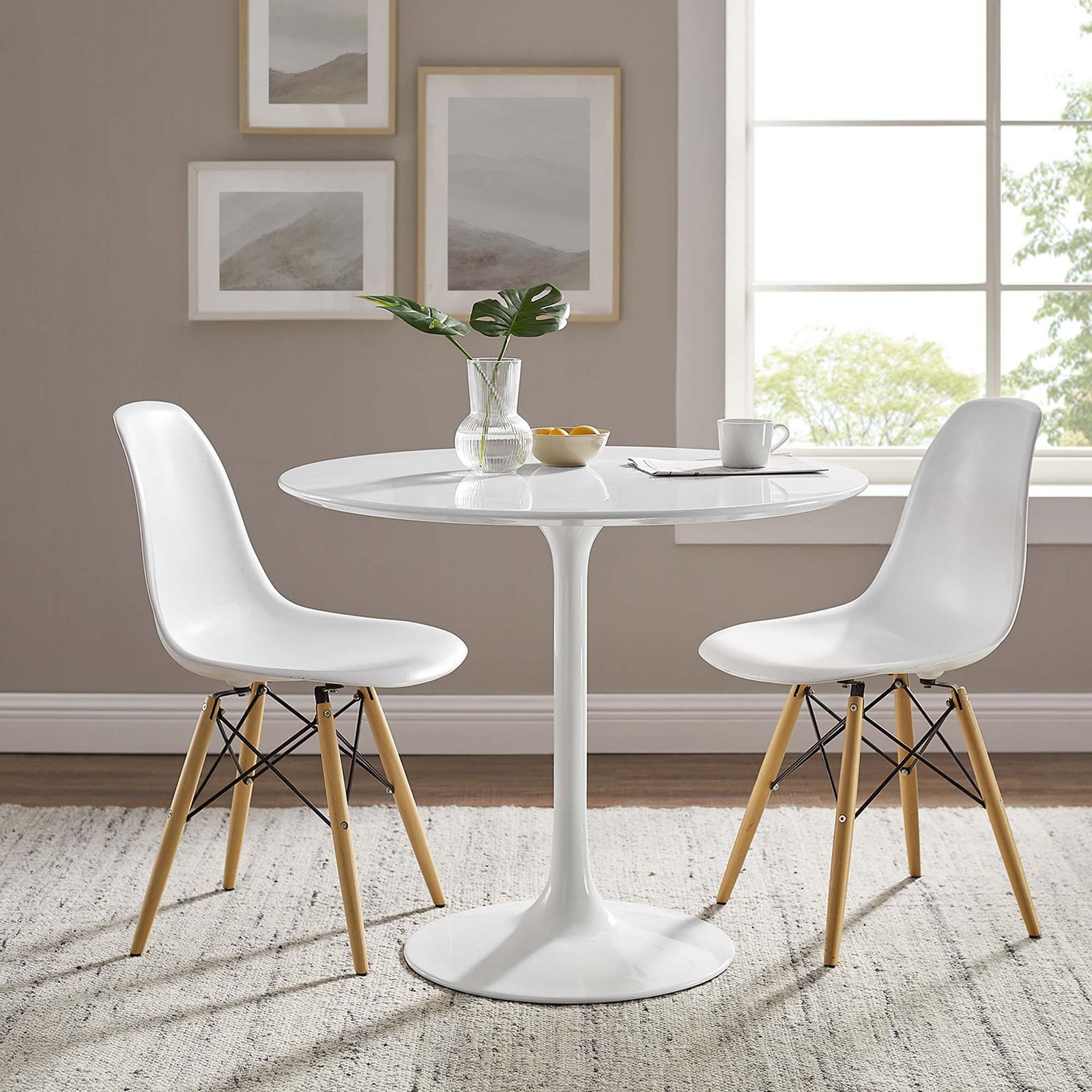 Lore Round Dining Table White
