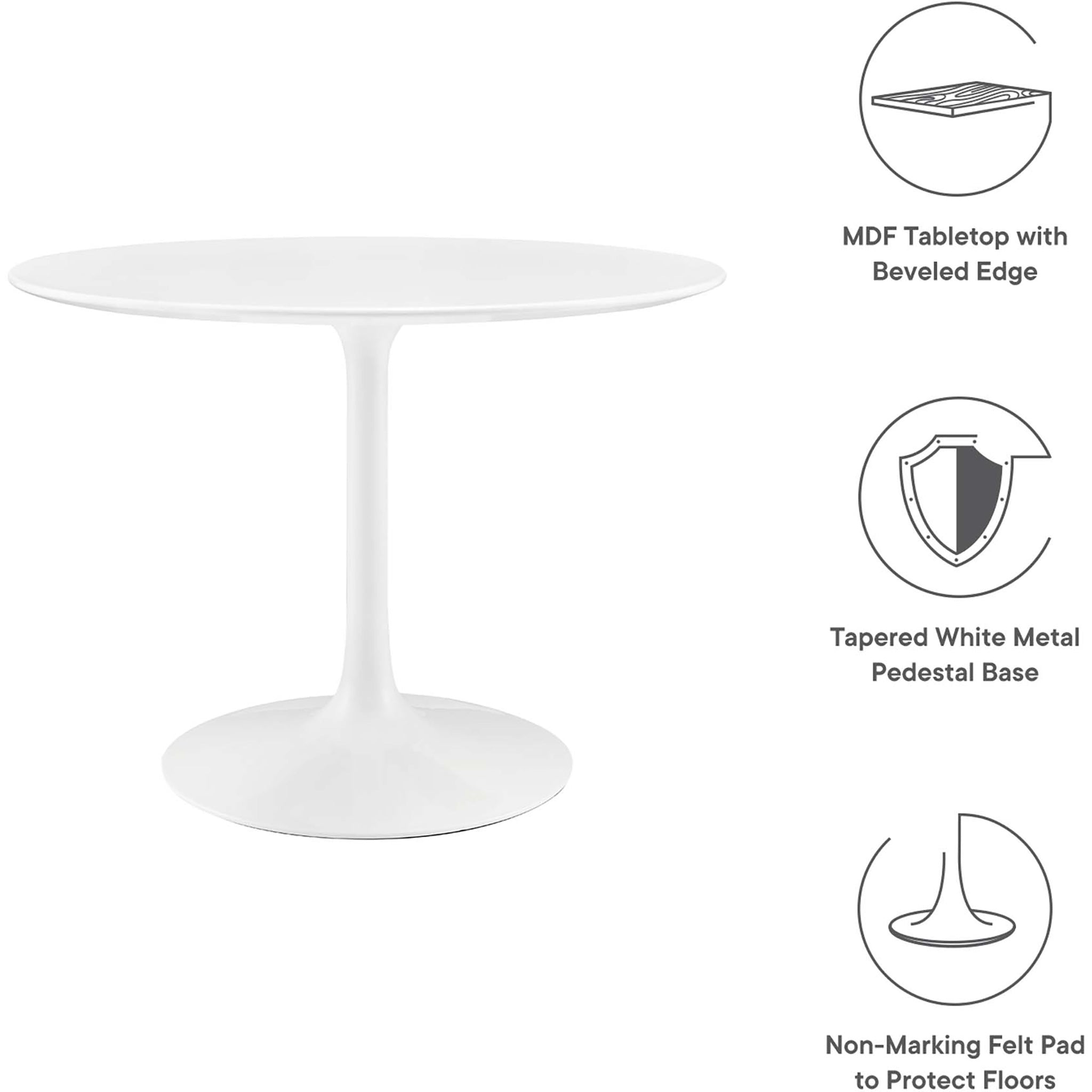 Lipton Round Wood Dining Table White