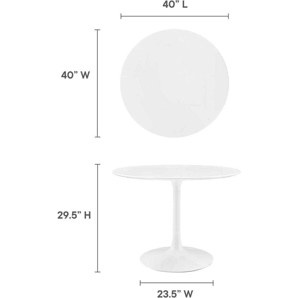 Lore Round Dining Table White