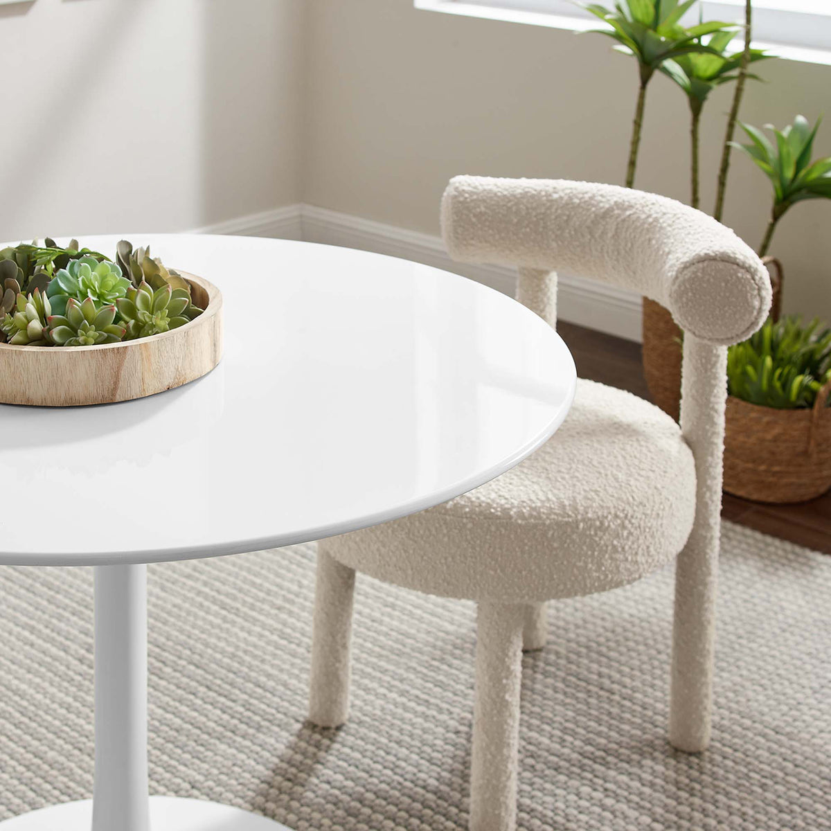 Lore Round Dining Table White
