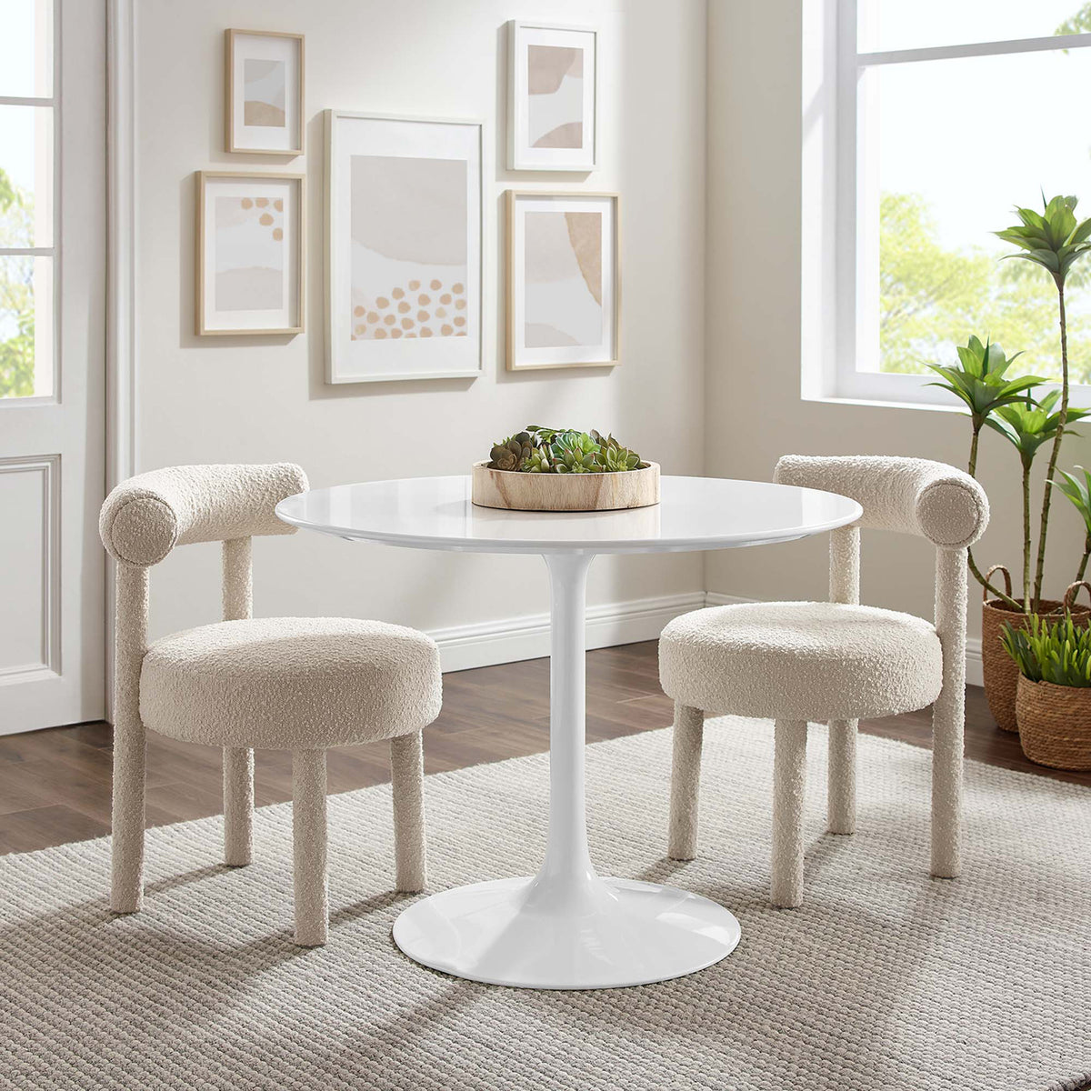 Lore Round Dining Table White